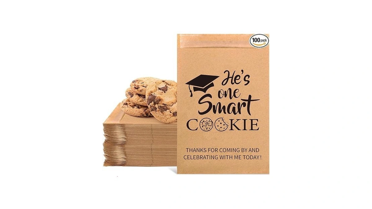 Jarthenaamcs 100pcs Graduation Cookie Treat Bags He's One Smart Cookie