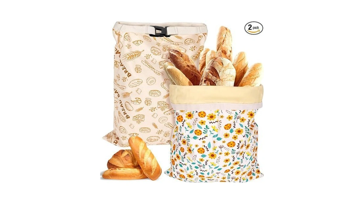 2 Pack Beeswax Bread Bags For Sourdough, Reusable Organic Linen