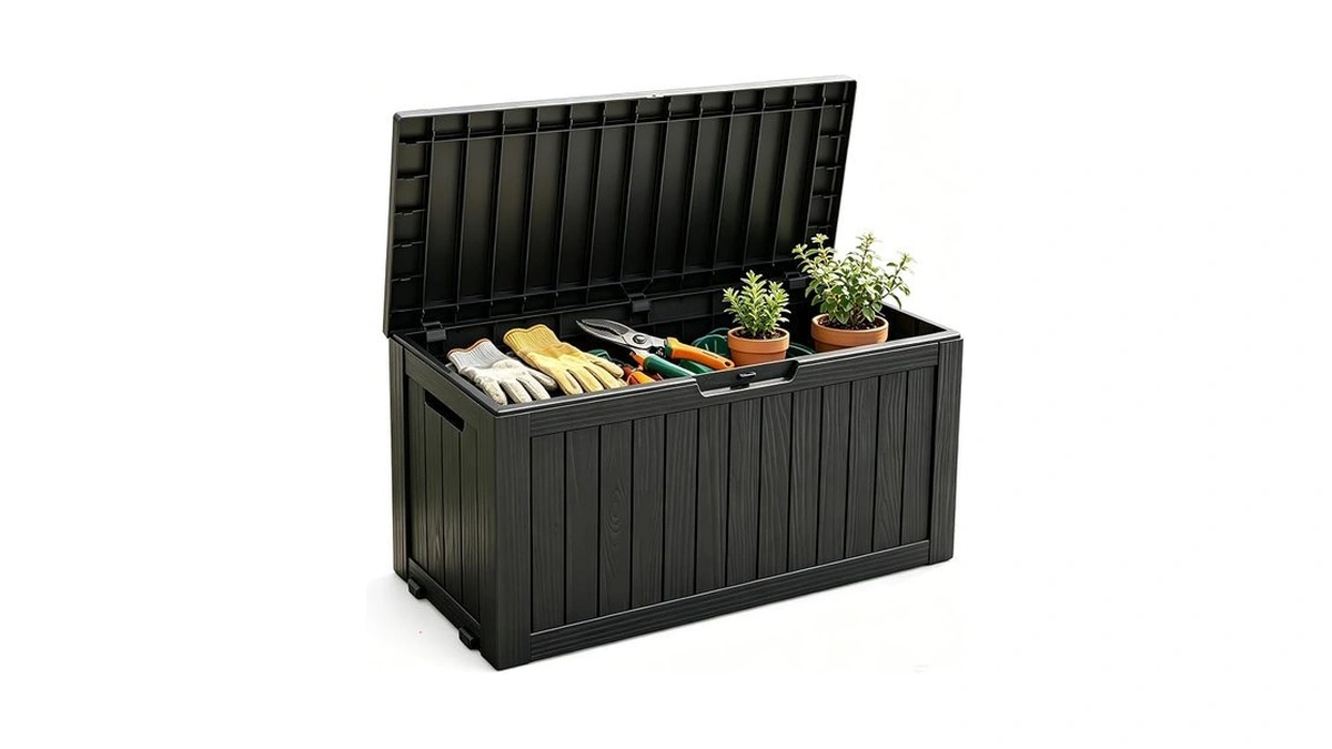 Fancyango 85 Gallon Outdoor Deck Box Waterproof, Large Storage Box
