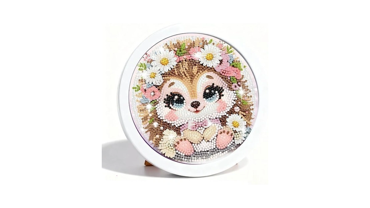 Gemozaic Hedgehog Diamond Art Kits For Kids With Round Frame,