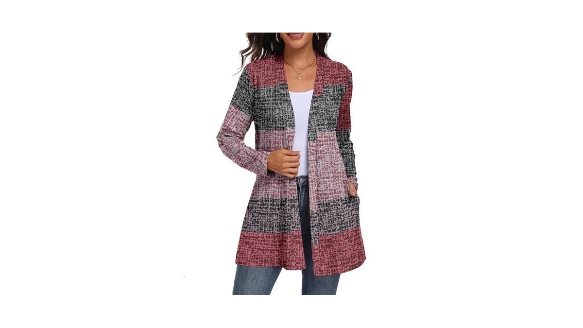 Qixing Womens Casual Lightweight Cardigan With Pocketes Long Sleeve Open