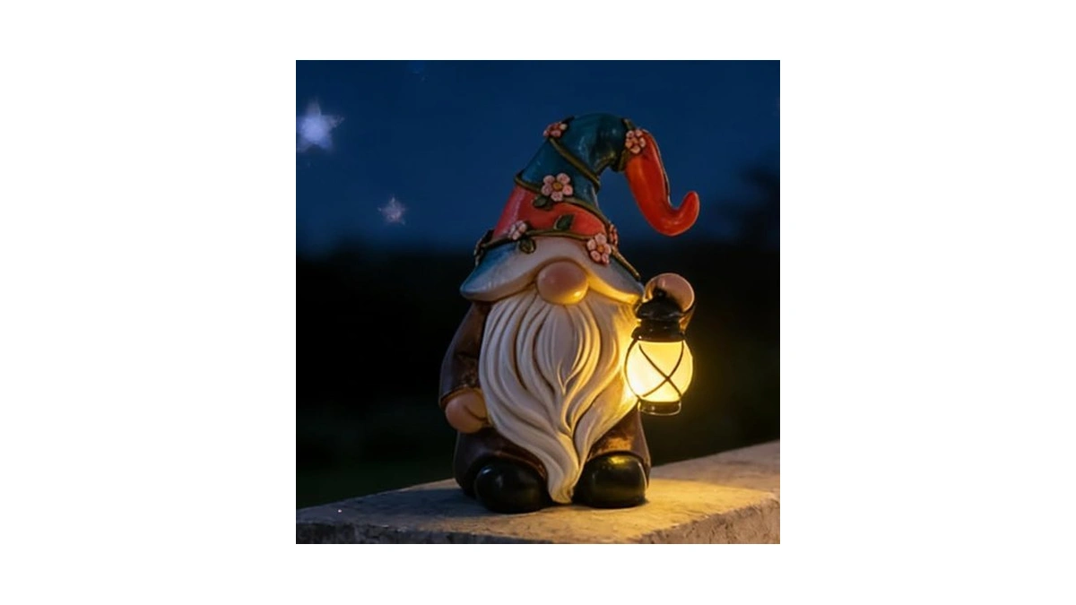 Suyorpe Garden Gnomes Statues With Solar Led Light - Mini