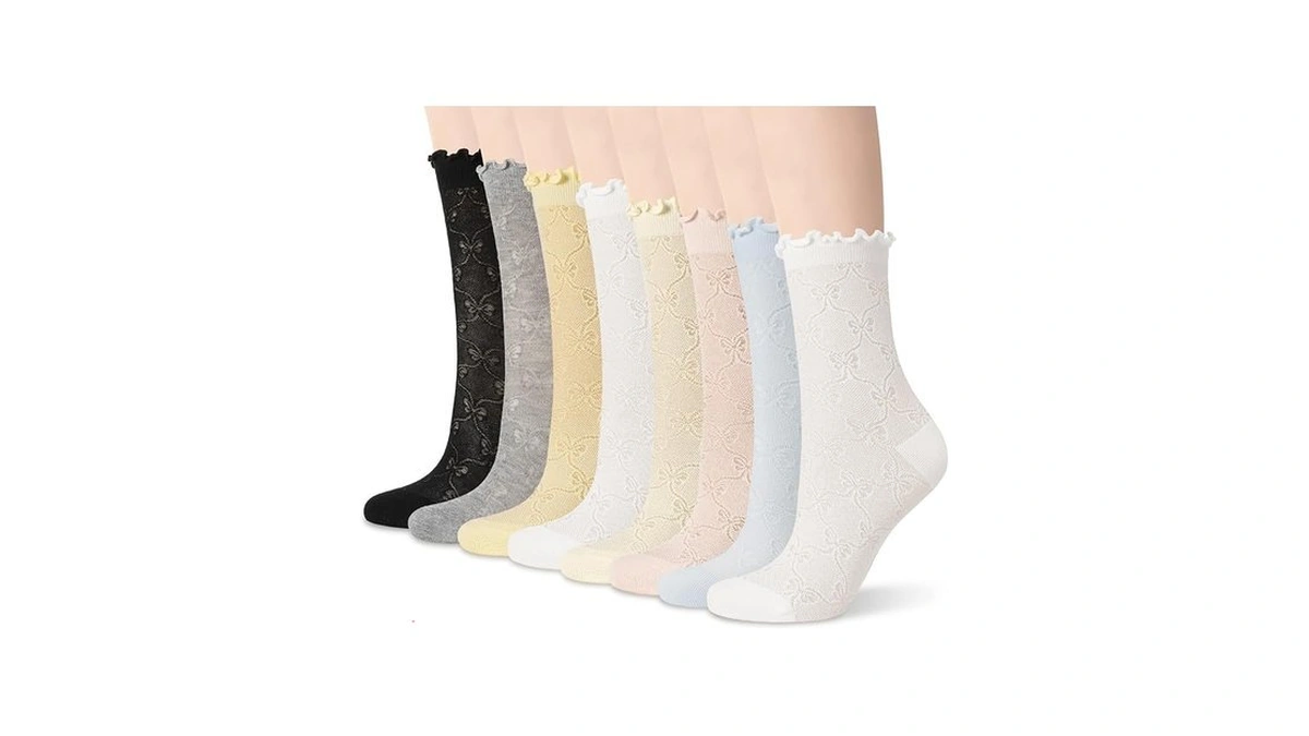 Scenicamp Women's Ruffle Socks Mesh Thin Cotton Sock Sheer Lace