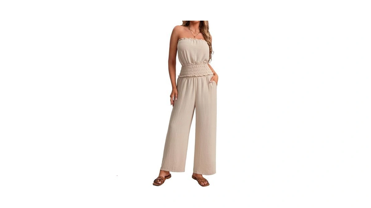 Ieeilulu Women 2 Piece Sets Summer Strapless Tube Tops And