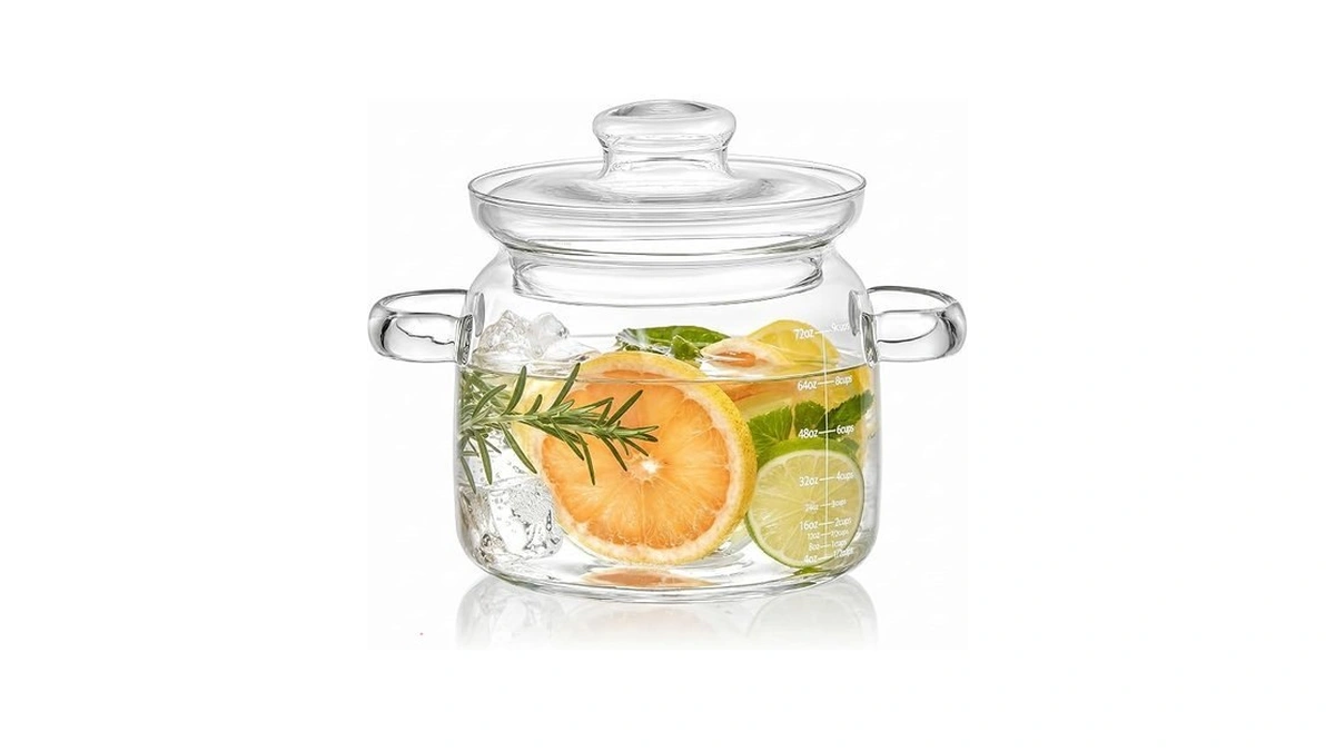 2.5-quart Borosilicate Glass Saucepan With Lid, Clear Glass Simmer Pot