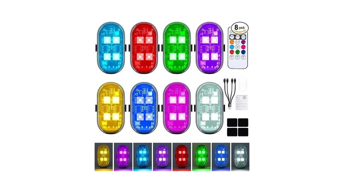 8pcs Wireless Led Lights With Remote Control, Upgraded 4leds 8