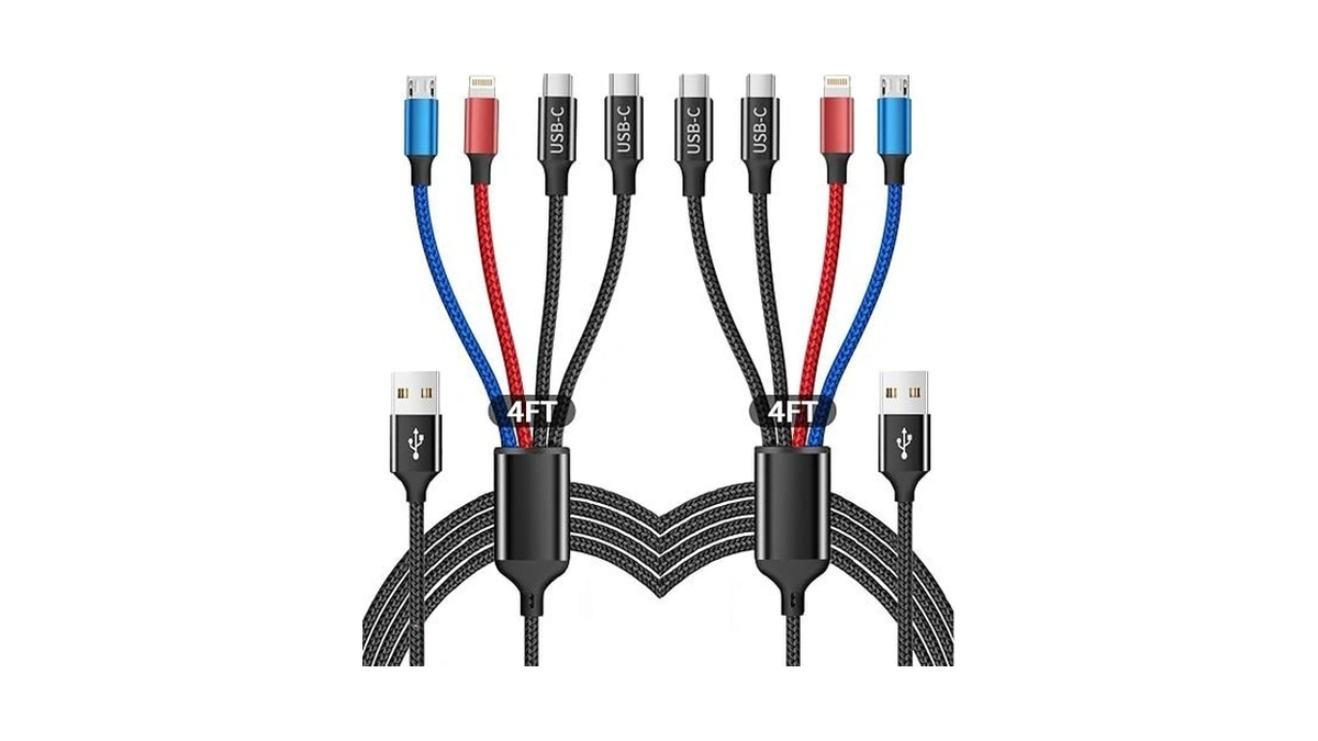Multi Charging Cable(2pack 4ft), 4 In 1 Charger Cable Nylon