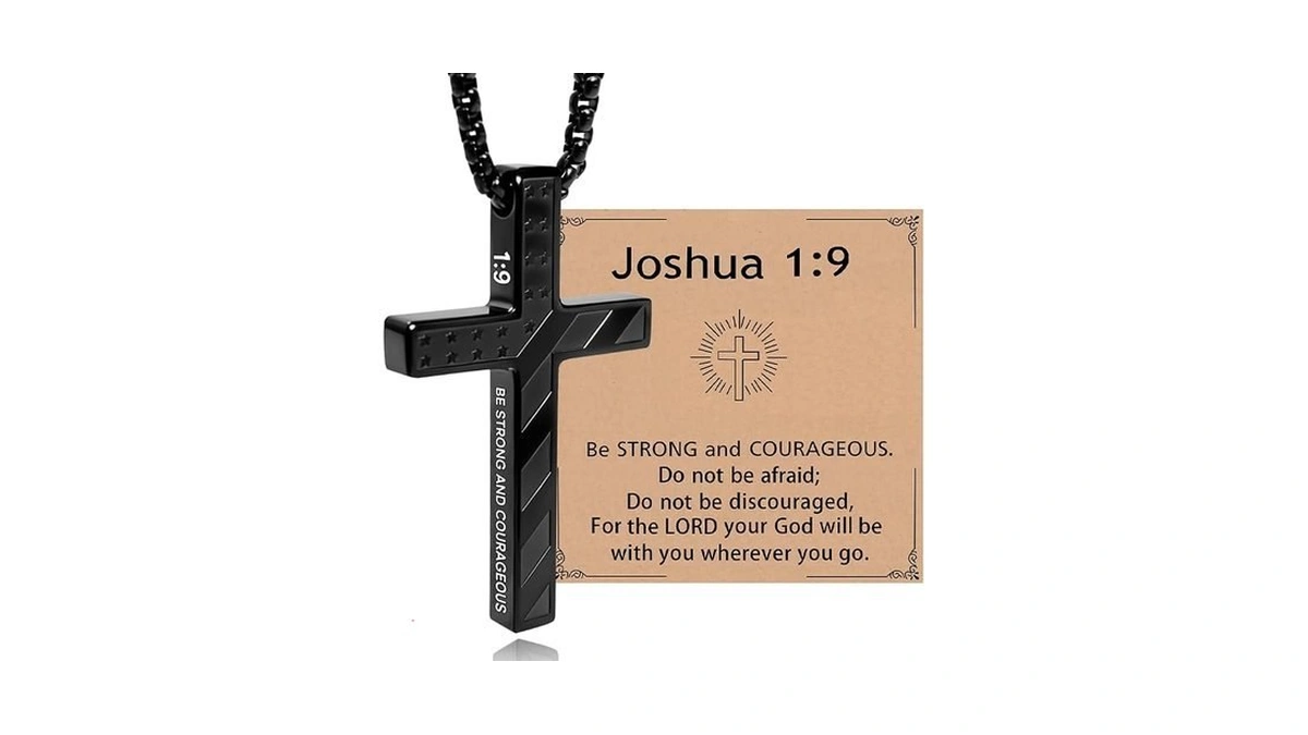Everembrace Cross Necklace For Teens, Stainless Steel Chain Pendant Bible