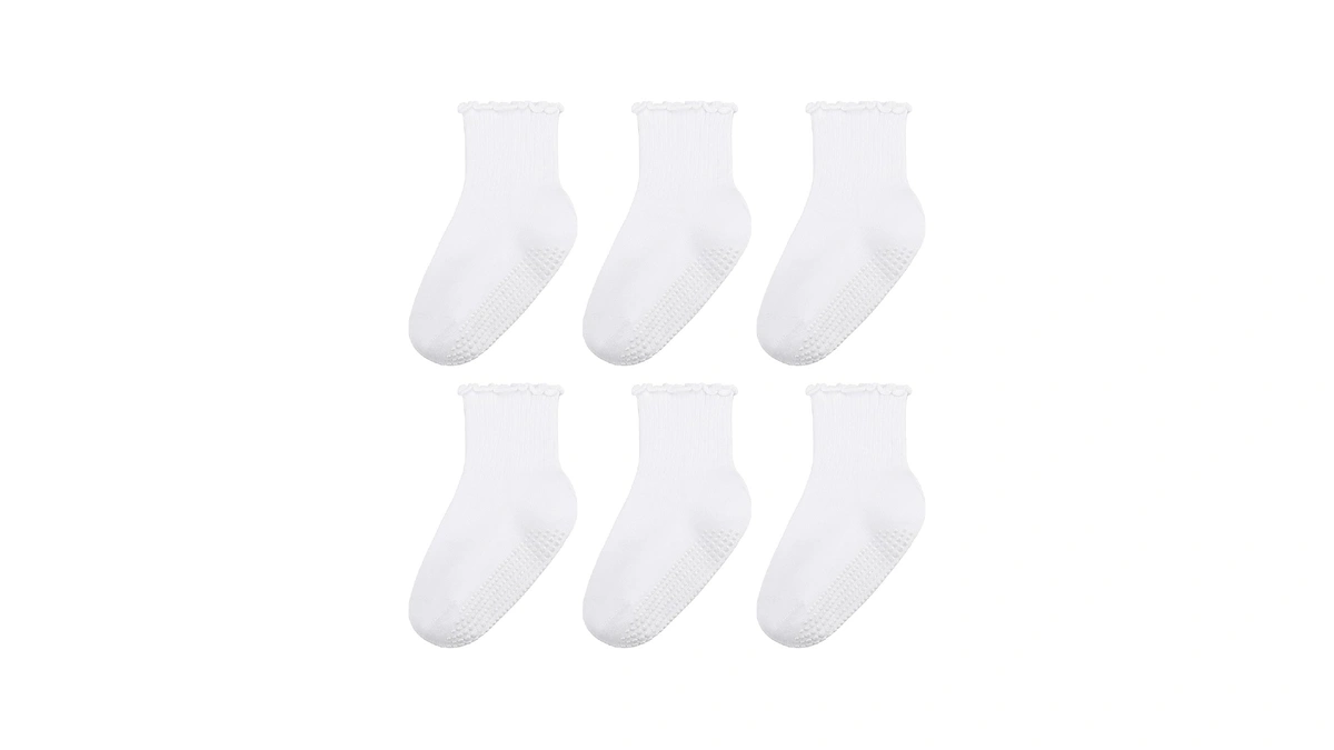 Scenicamp 6 Pairs Toddler Grip Socks Toddler Ruffle Socks With