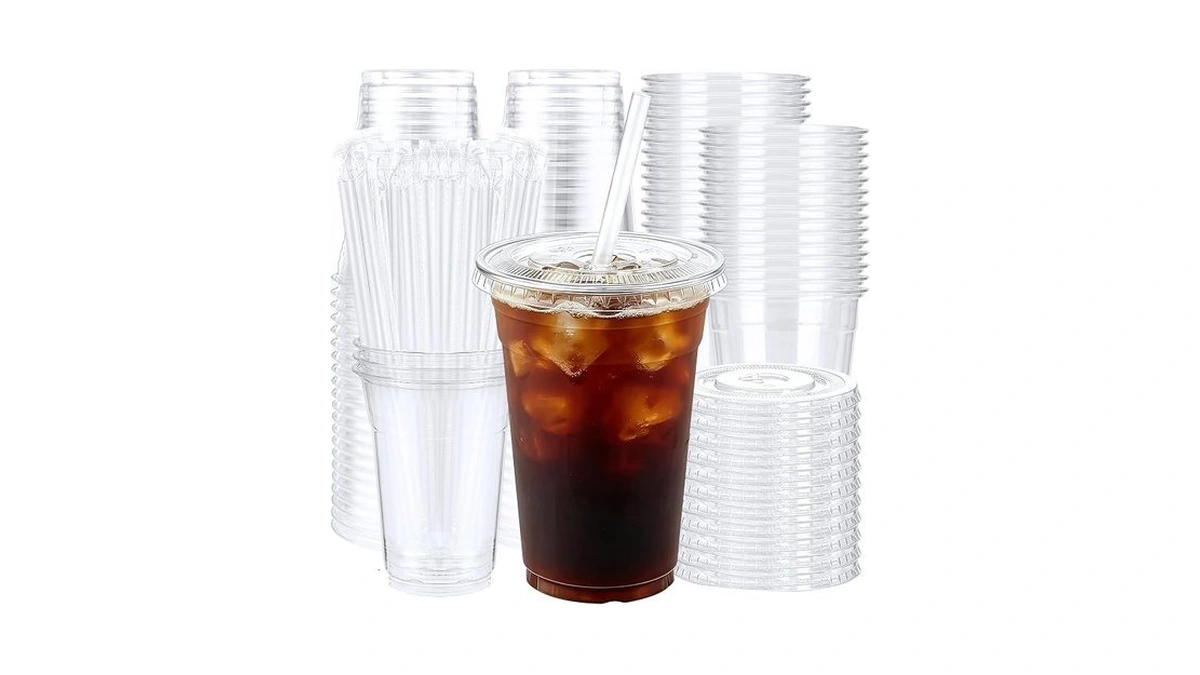 Kanjie 50 Pack 16 Oz Clear Plastic Cups With Lids