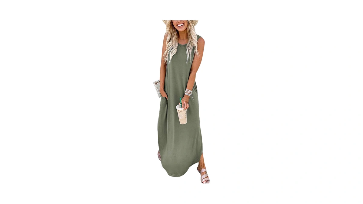 Anrabess Women Summer Maxi Dress Beach Vacation Sundress Sleeveless Casual
