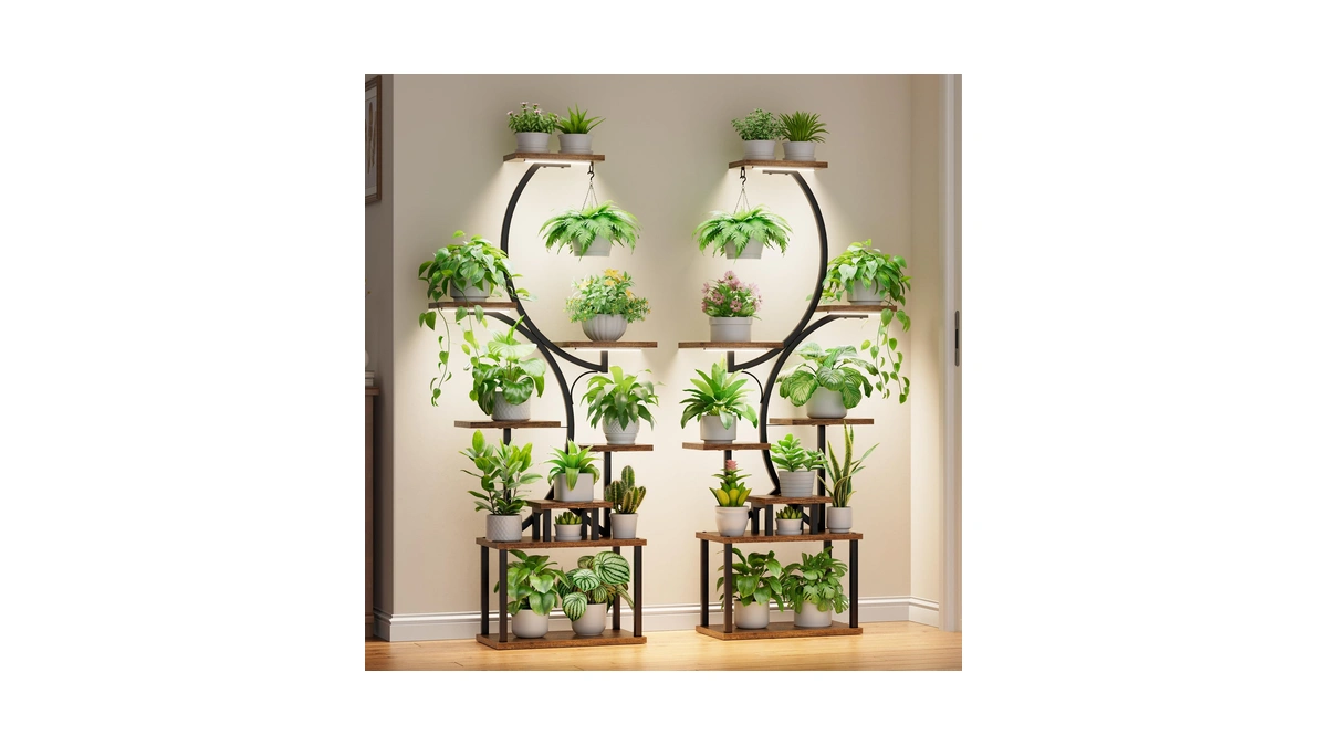 Bacekoll Plant Stand Indoor With Grow Light - 2 Pack