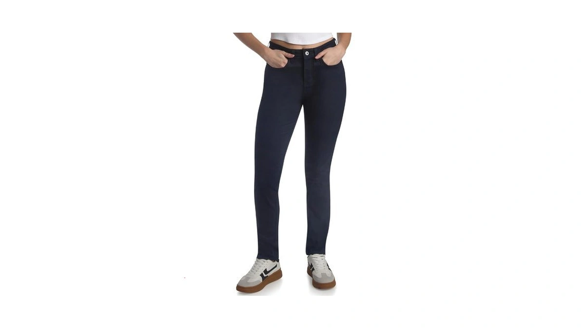 Dickies Womens High Rise Skinny Twill Pants, Rinsed Dark Navy,