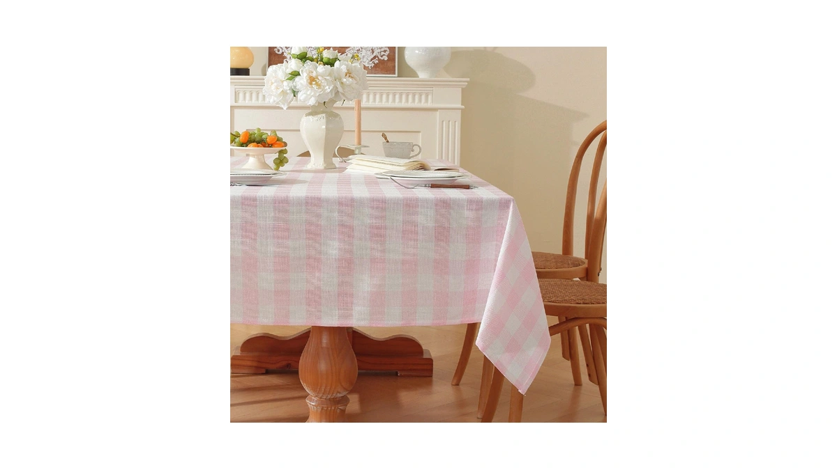 Gillhov Gingham Tablecloth Rectangle Checkered Table Cloth Cotton Linen Fabric