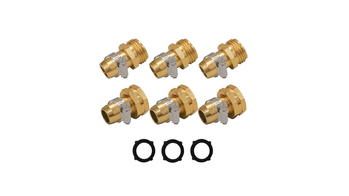 Hourleey Garden Hose Repair Connector With Clamps, Fit For 3/4"