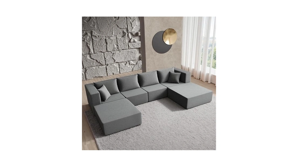 Yinix 140" Convertible Sleeper Sofa Bed - Modular Sectional Sofa