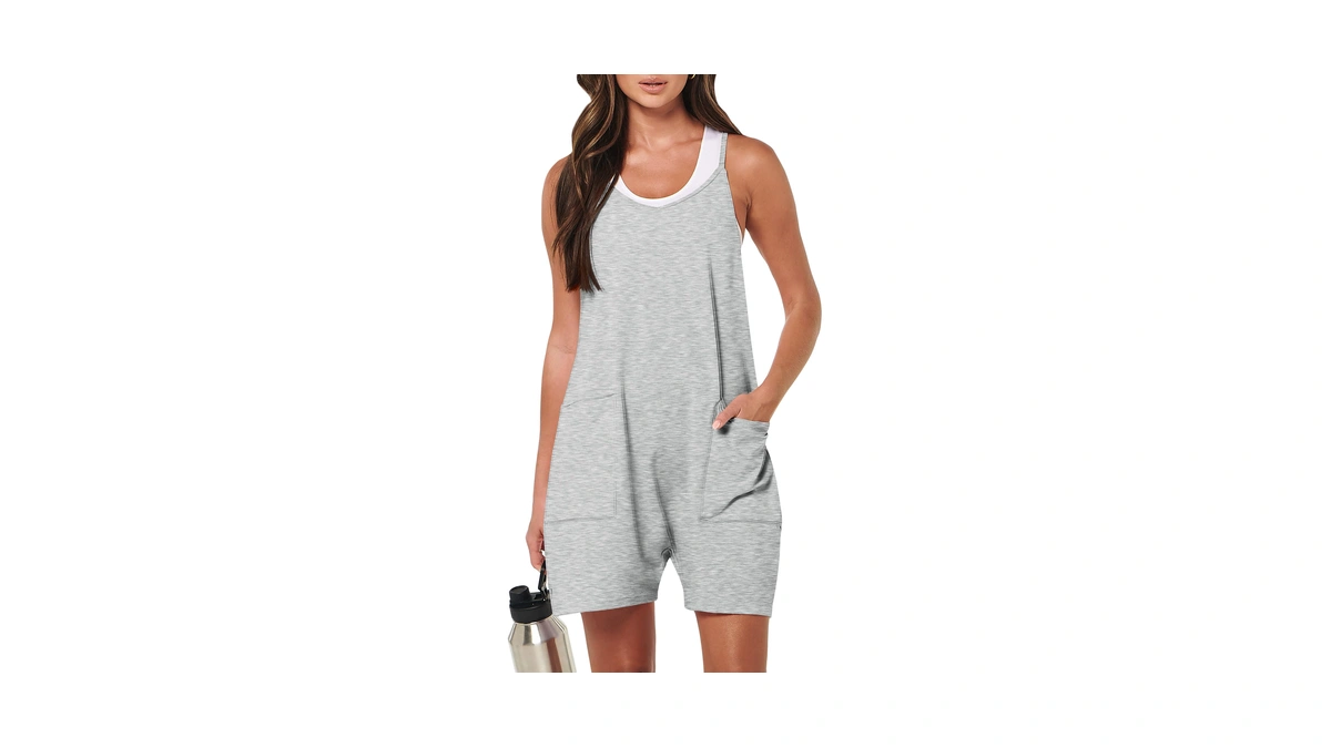 Anrabess Womens Rompers Summer Casual Loose Sleeveless Overalls Spaghetti Strap