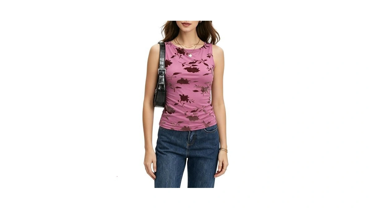 Chicyoo Womens Sexy Sleeveless Shirt Double Lined Crop Tops Cute