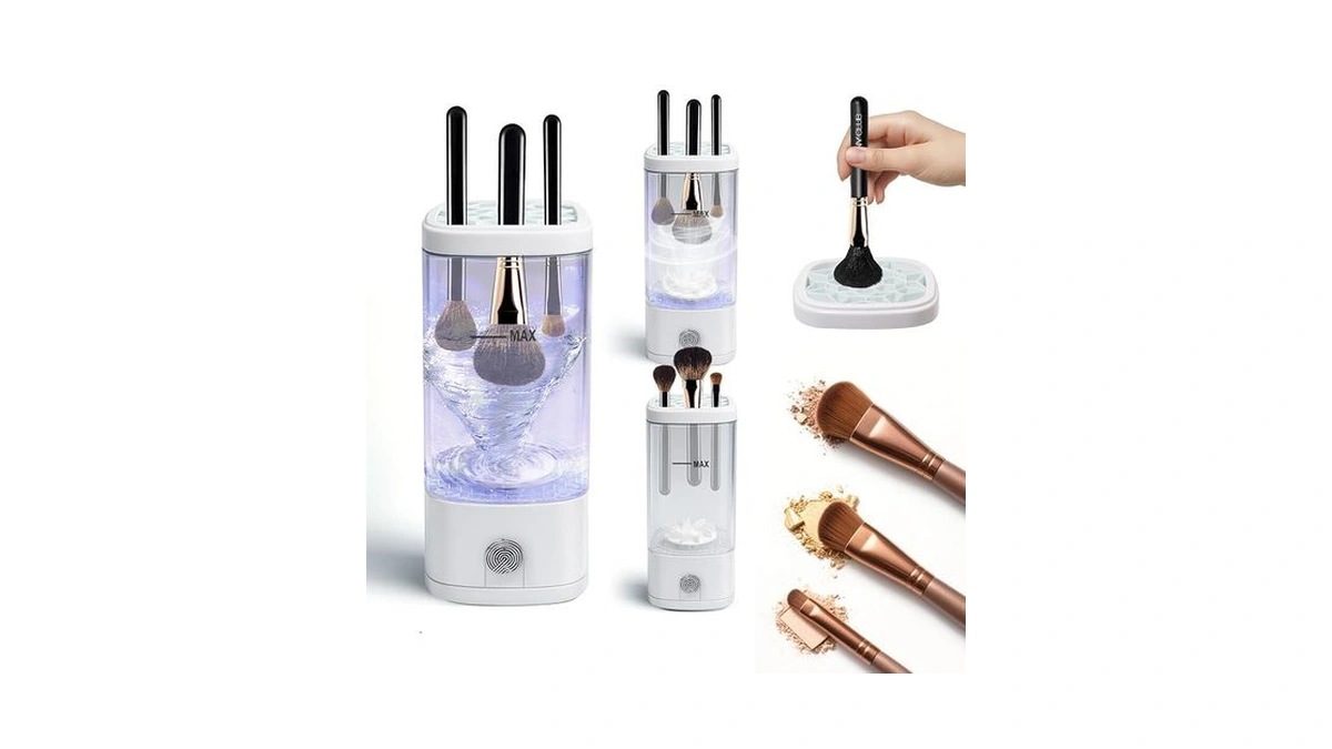 Aidwell 3-in-1 Electric Makeup Brush Cleaner With Dryer & Holder
