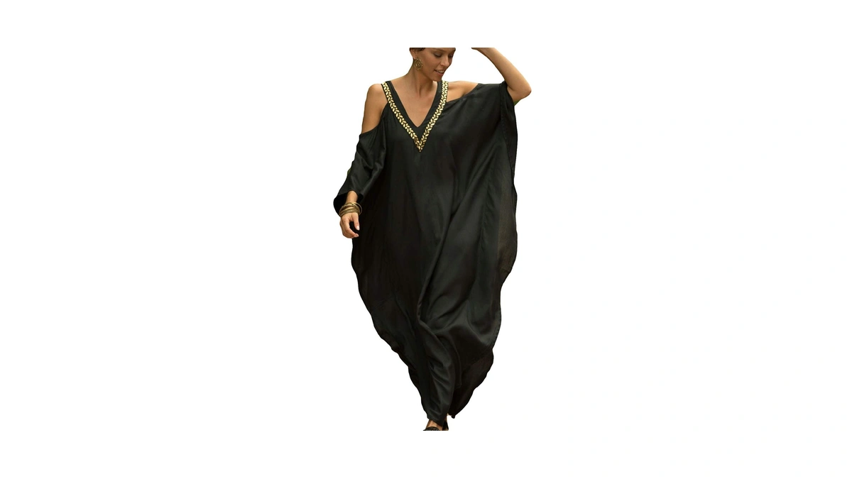 Bsubseach Turkish Cold Shoulder Kaftan Dresses Swimsuit Cover Up Maxi
