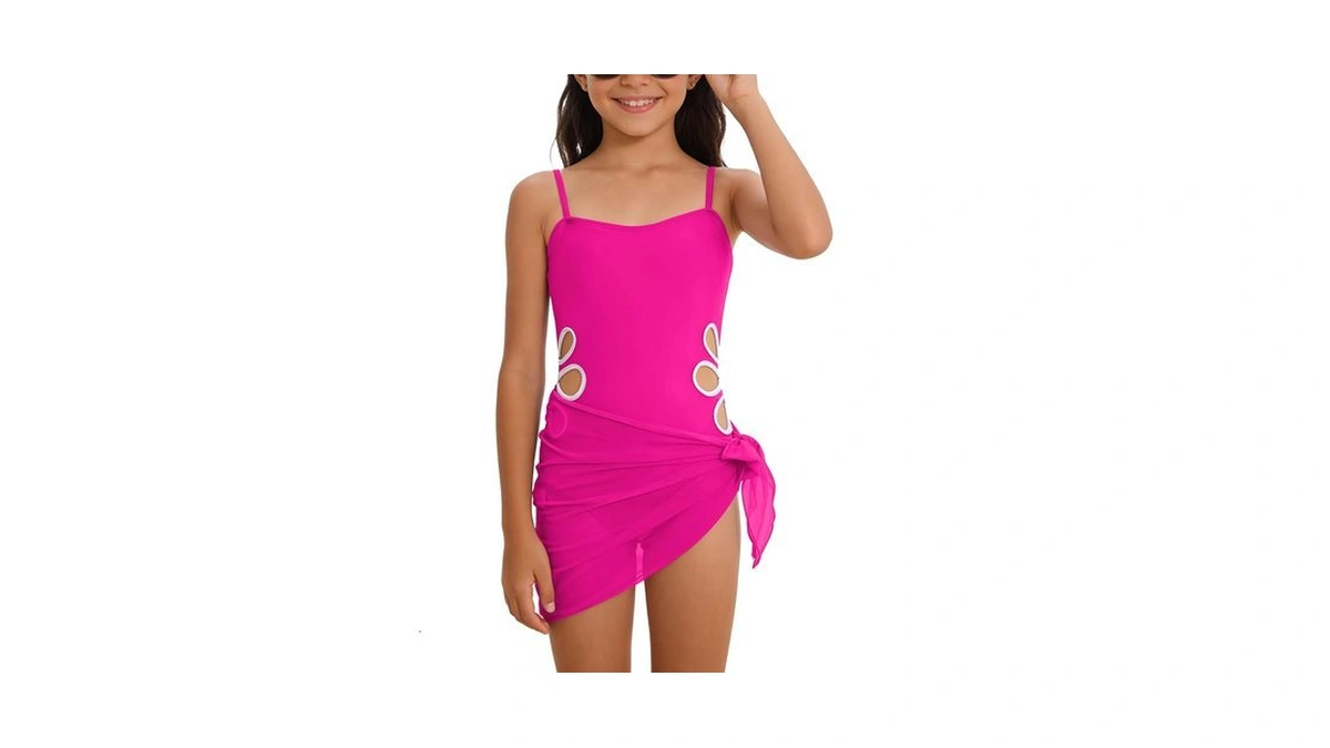 Ibtom Castle Kids Girls Swimsuit Adjustable Straps Swimwear Cutout One