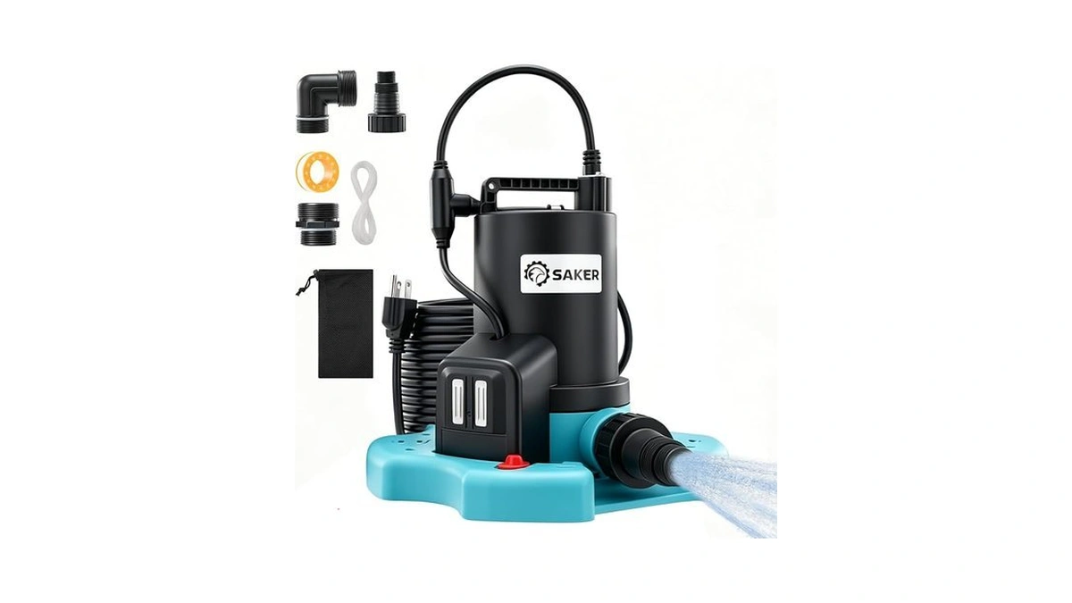Saker Submersible Utility Pump Automatic On Off, 1/4 Hp Sump