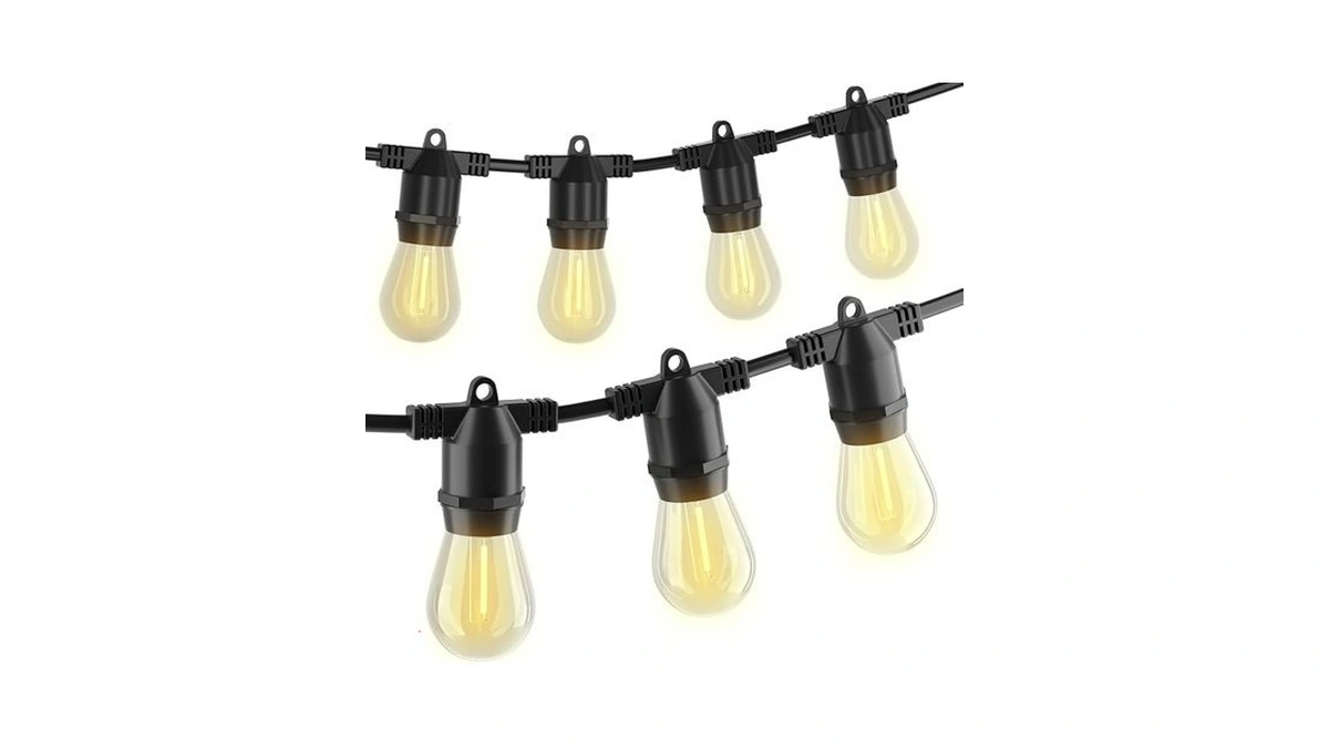 Meticply S14 Led 48ft Outdoor String Lights, Ip65 Waterproof 48ft