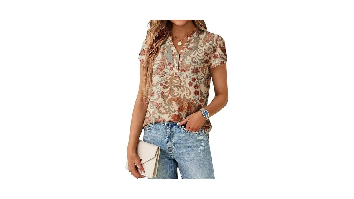 Lepunuo Womens Summer Tops Trendy Work Formal Blouses Short Sleeve