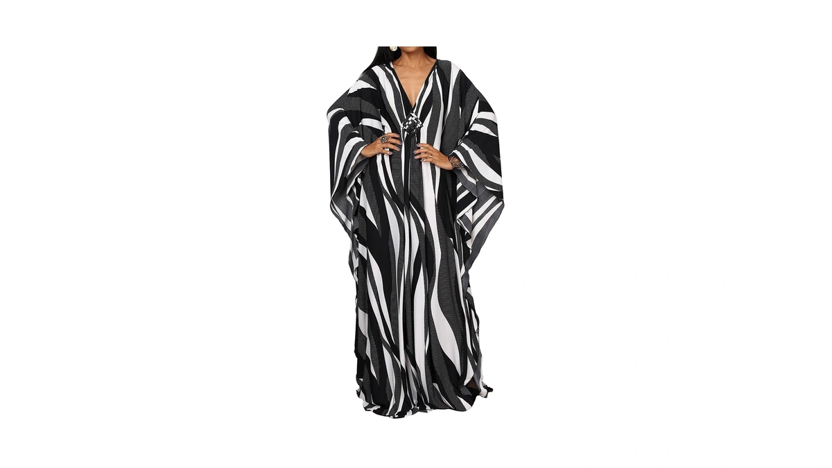 Bsubseach Women Ethnic Print Kaftan Beach Dress Plus Size Swimsuit