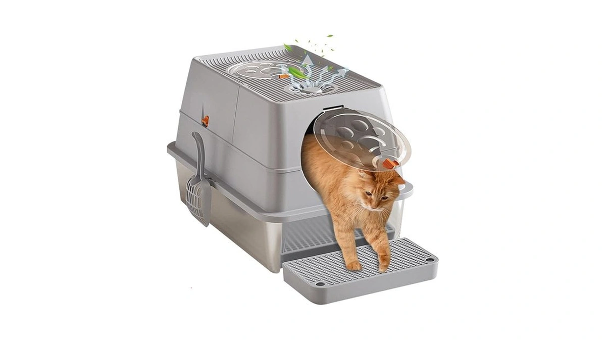 Family's Backyard Cat Litter Box Stainless Steel,kitty Litter Box,fully Enclosed