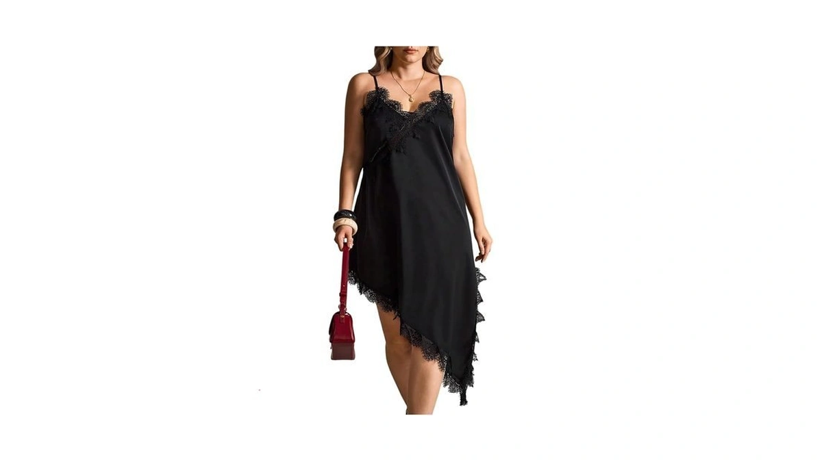 Beaudrm Women's Plus Size Lace Cami Dress Cocktail Going Out