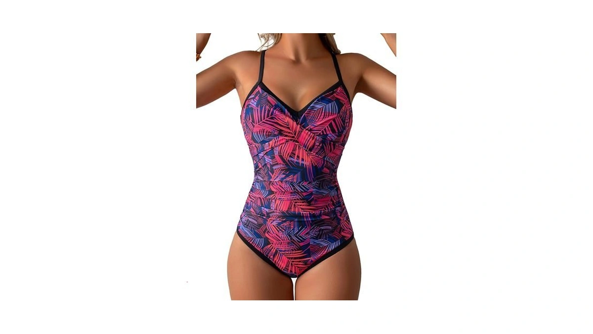 Evocrco Women's One Piece Swimsuits Tummy Control V Neck Bathing