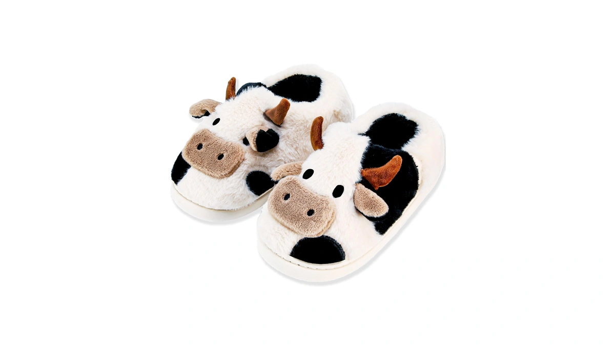 Nzfun Cow Slippers For Women And Men, Fluffy Cute Cozy