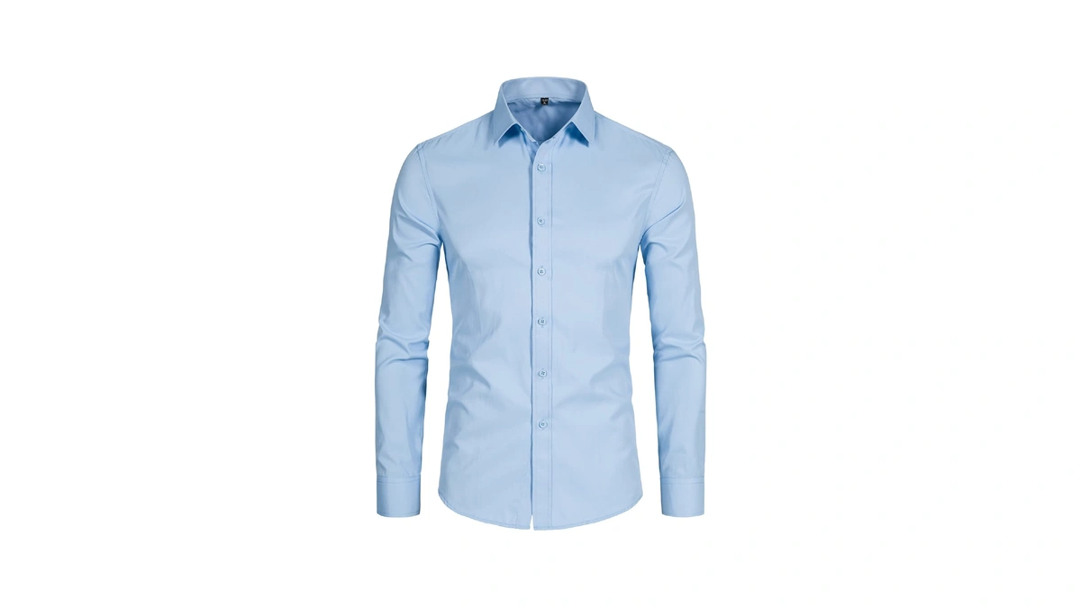 Delcarino Men's Long Sleeve Button Up Shirts Solid Slim Fit