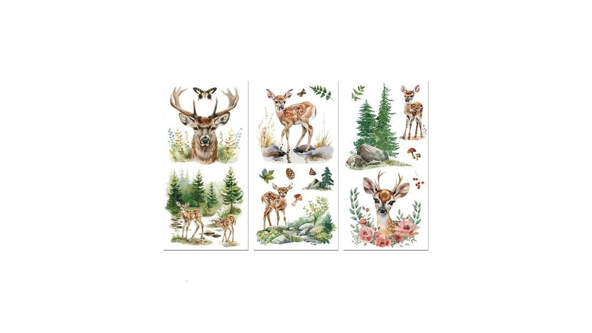 Peacoblue Rub On Transfer Decals For Furniture Crafts Forest Deer