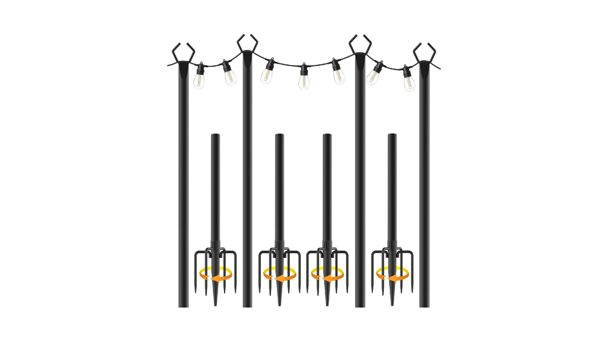 Ailbton 10ft String Light Poles 4 Pack,light Poles For Outside
