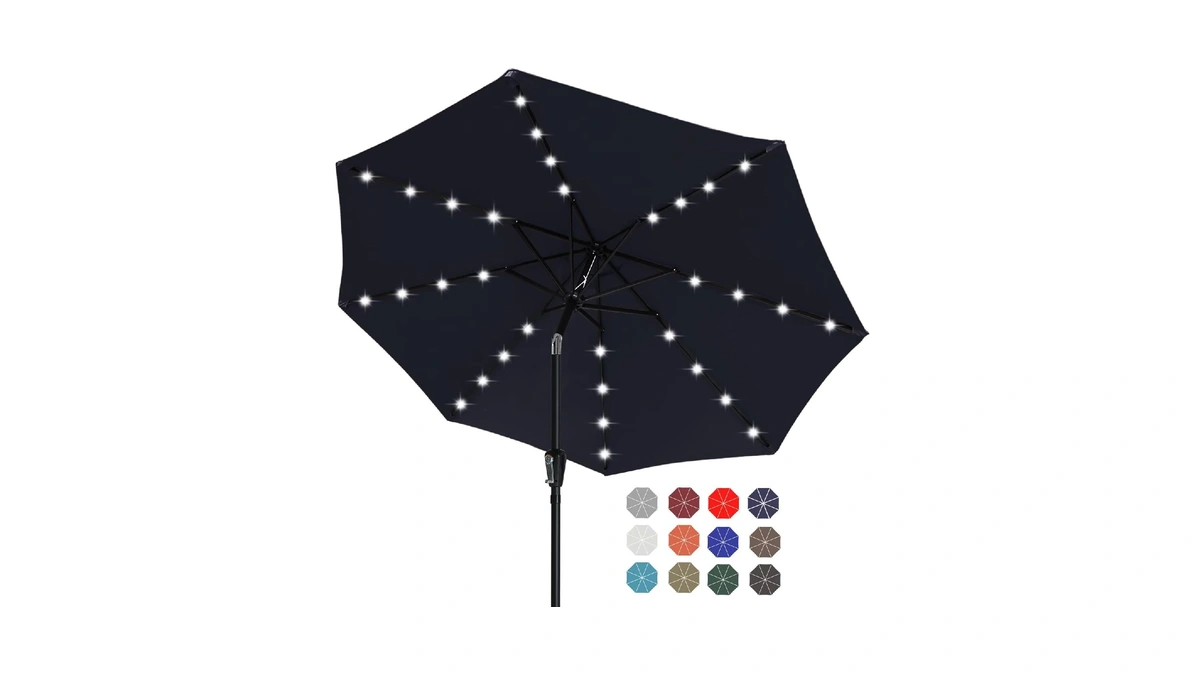 Abccanopy Durable Solar Led Patio Umbrellas With 32led Lights 9ft