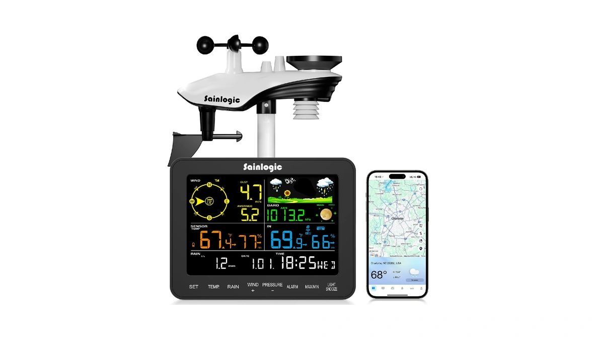 Sainlogic Smart Wifi Weather Station, Wireless Indoor Outdoor Weather Station