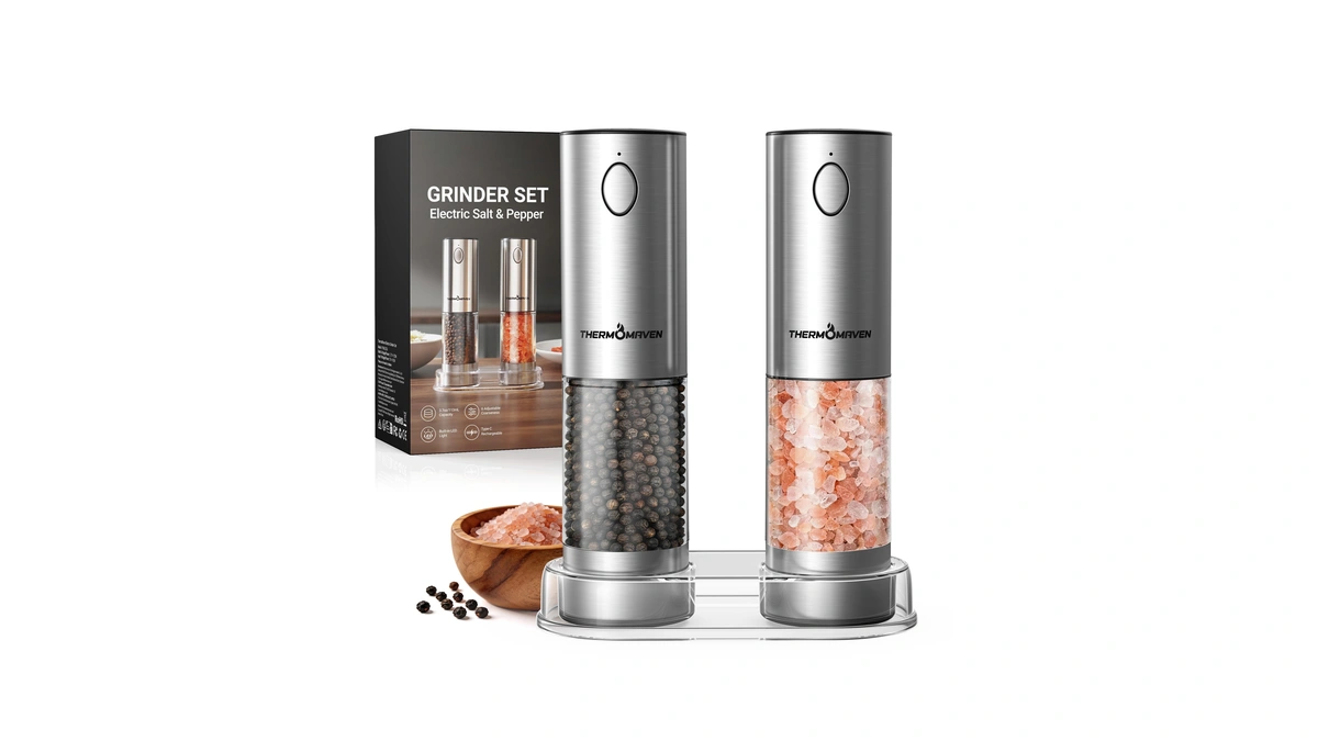 Thermomaven Upgraded Larger Capacity Electric Salt And Pepper Grinder Set,