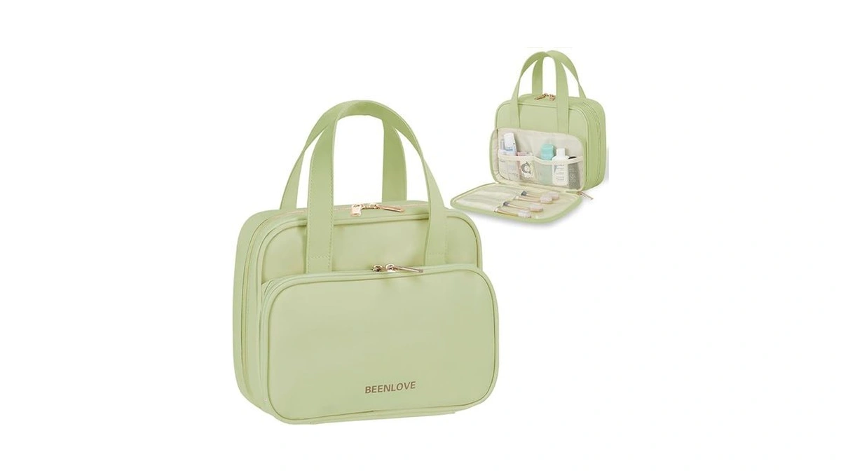 Dsdcdj Travel Toiletry Bag, Water-resistant Pu Leather Makeup Bag With