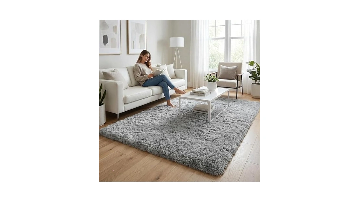 Merelax Modern Soft Fluffy Large Shaggy Rug For Bedroom Livingroom