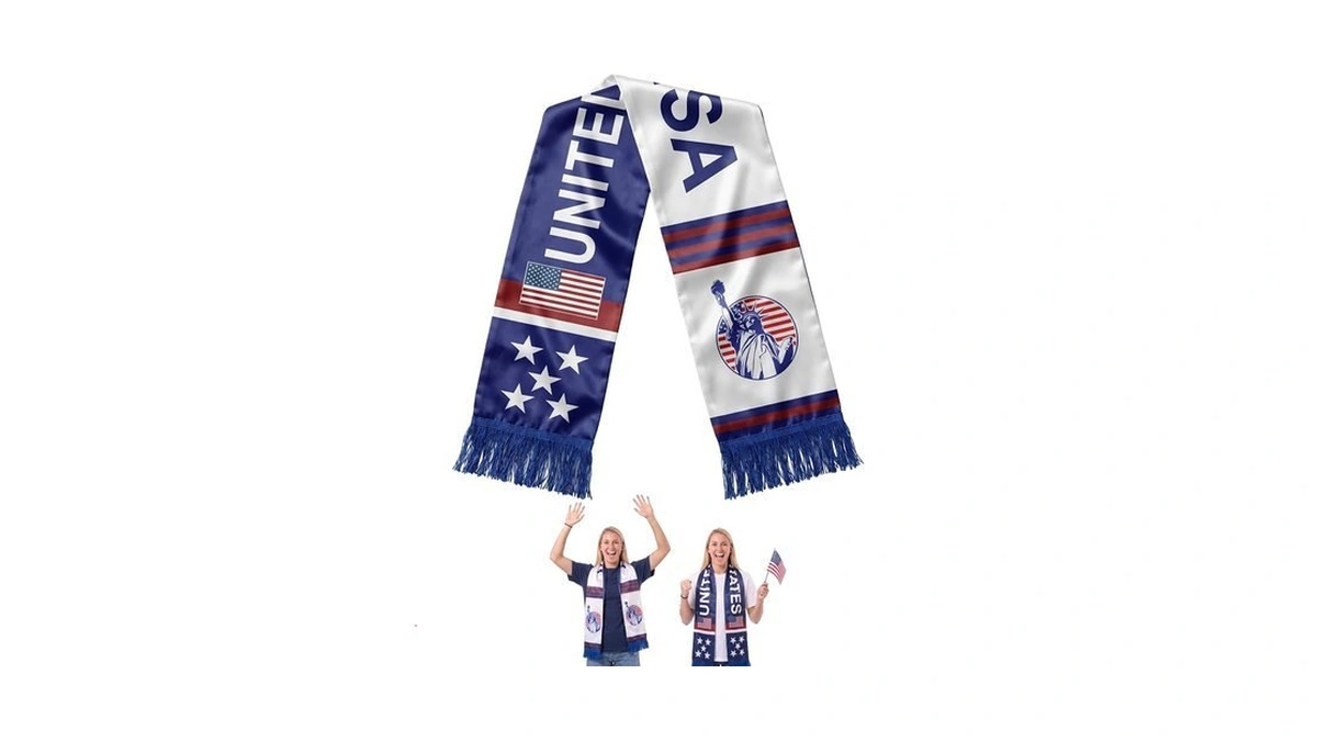 Kuqcy Us Soccer Scarf 55.1x6.7 Inch Satin Double Sided Blue
