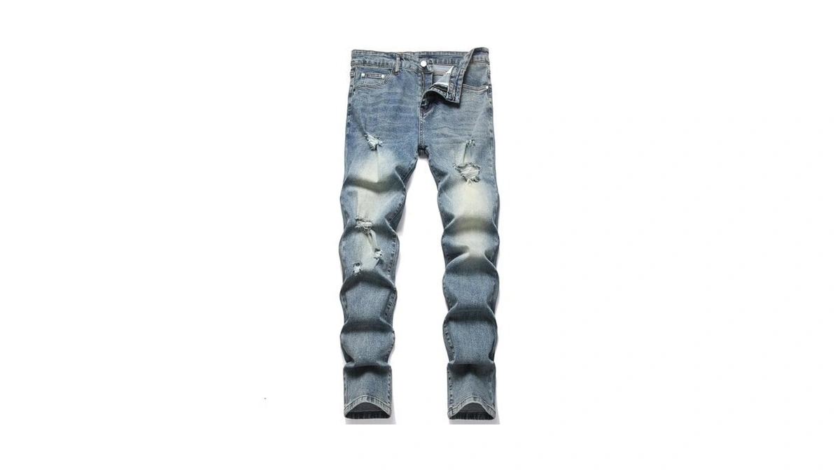 Ximximmtian Mens Slim Fit Jeans Stretch Ripped Biker Jeans For