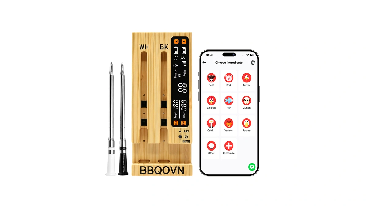 Bbqovn Wifi Sub-1g Wireless Meat Thermometer Unlimited Range 7 Nist