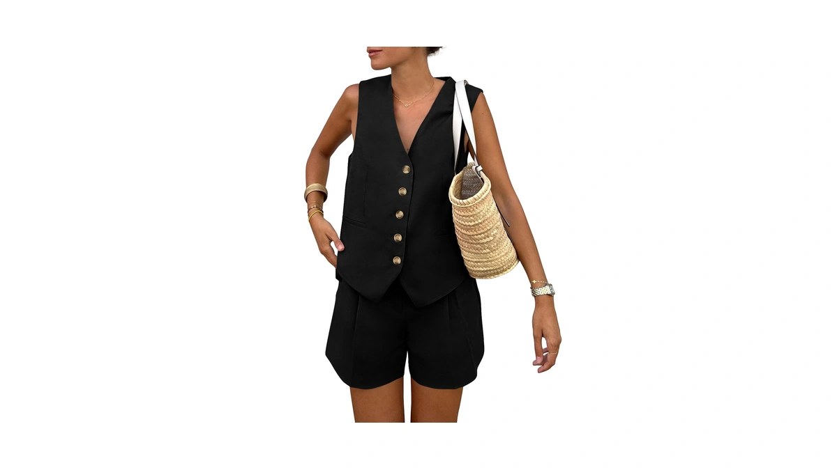 Prettygarden Women's 2 Piece Summer Matching Sets Button Front V
