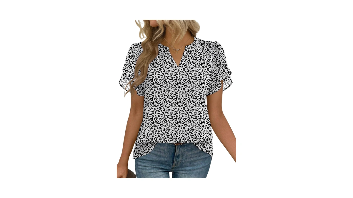 Zeagoo Womens Dressy Casual Shirts Short Sleeve V Neck Work