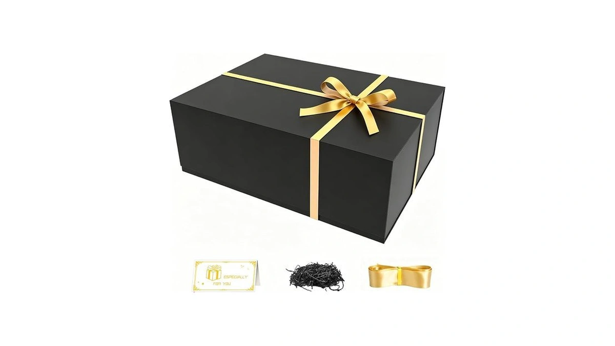 Black Gift Box,gift Boxes With Lids Magnetic Closure,rectangle Presents Collapsible