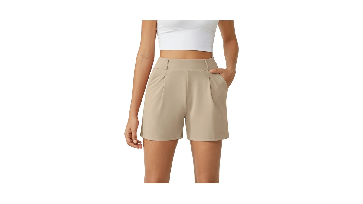 Gfree Women Khaki Dressy Shorts Trendy Casual...