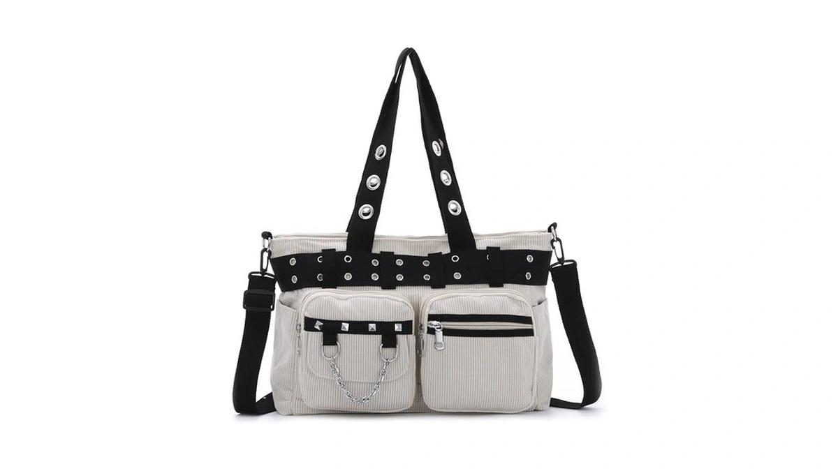 Sukutu Goth Tote Bag For Women Corduroy Gothic Purse Large