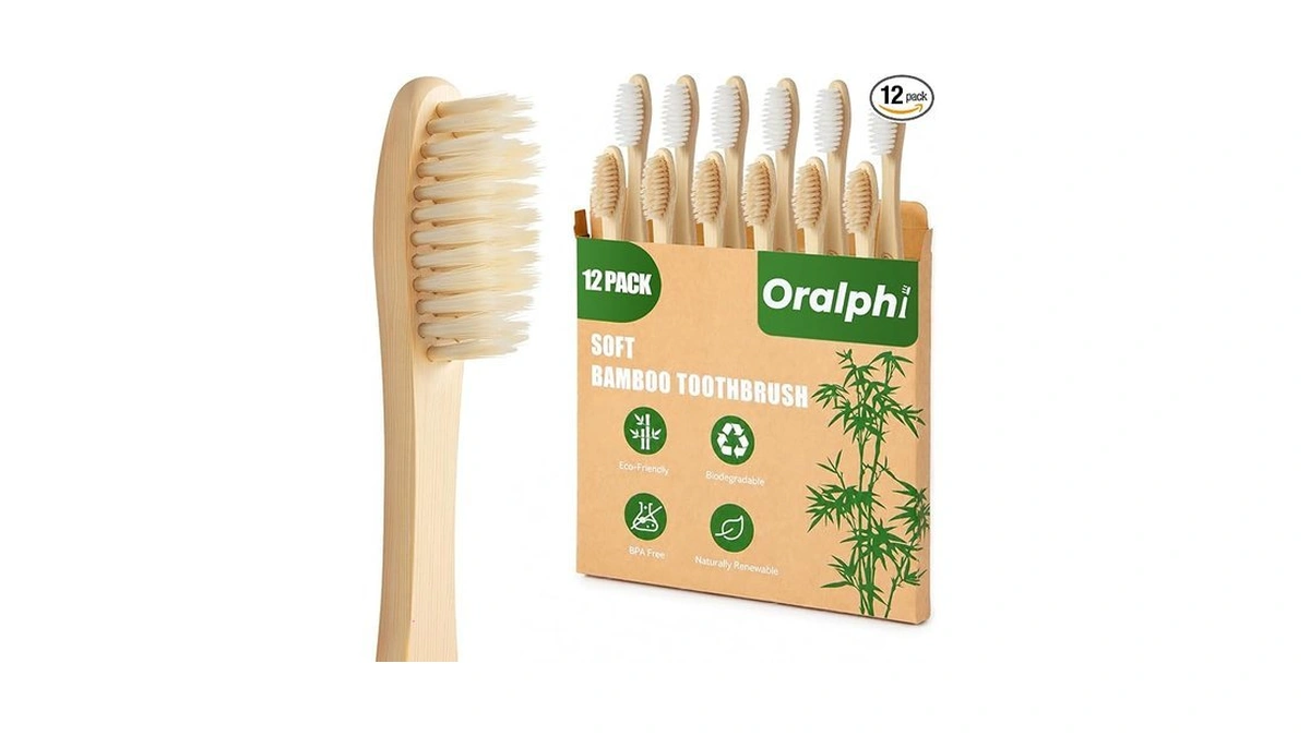 Oralphi Bamboo Toothbrushes 12 Pack, Soft Bristle Toothbrush For Adults